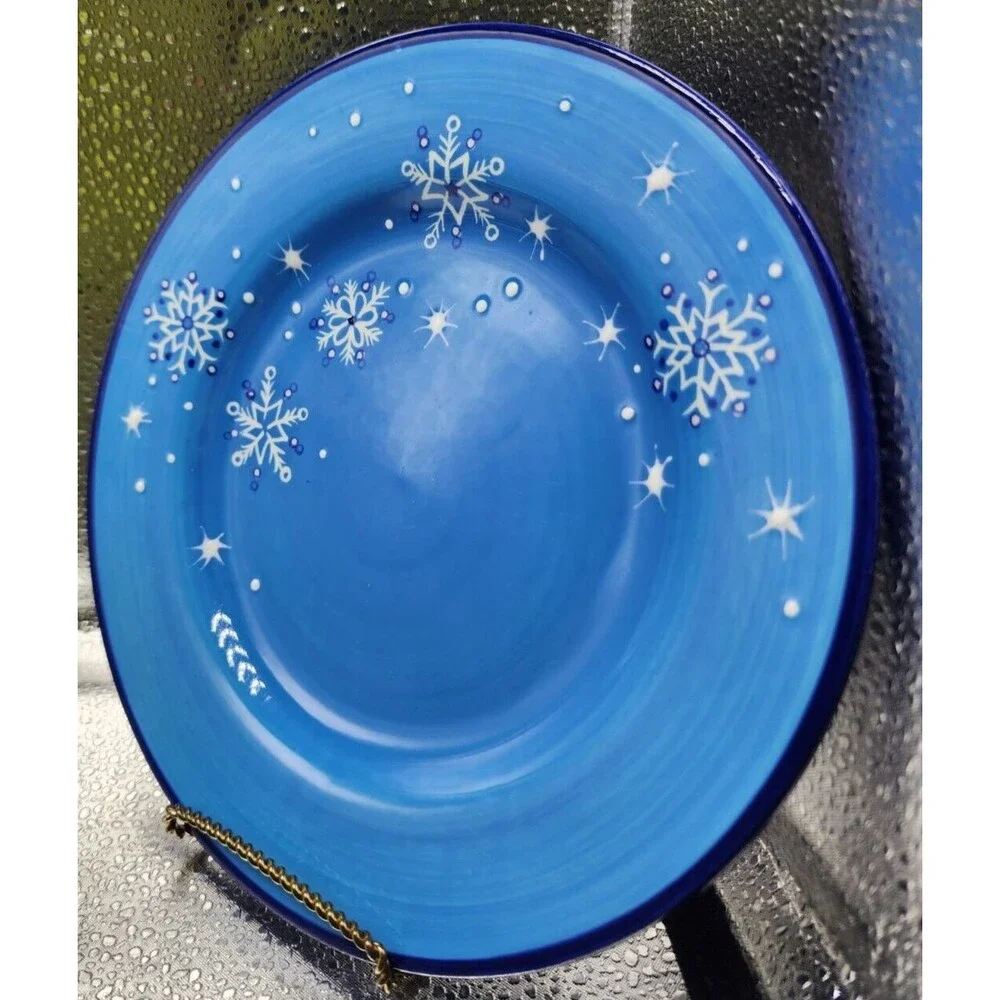 Pfaltzgraff Ice Crystals  Holiday/Winter Snowflakes Salad Plates (Set of Four)